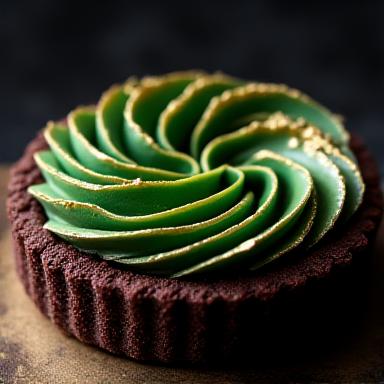 Dark chocolate tart with rainforest glaze detail